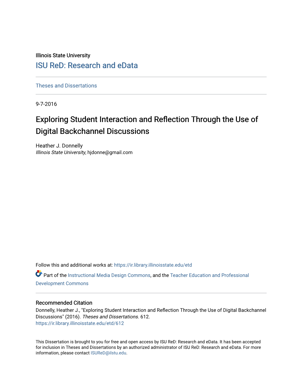 Exploring Student Interaction and Reflection Through the Use of Digital Backchannel Discussions