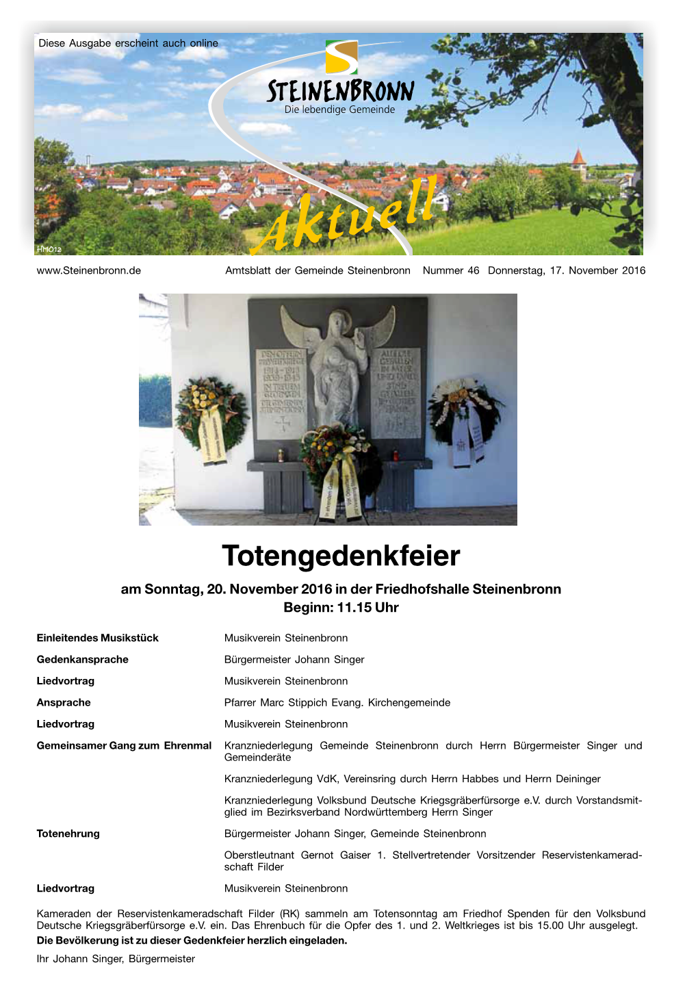 Totengedenkfeier Am Sonntag, 20