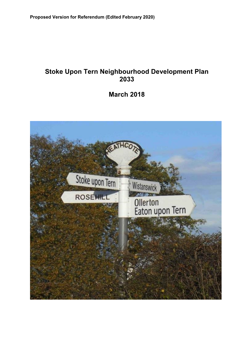Stoke Upon Tern Neighbourhood Plan Process