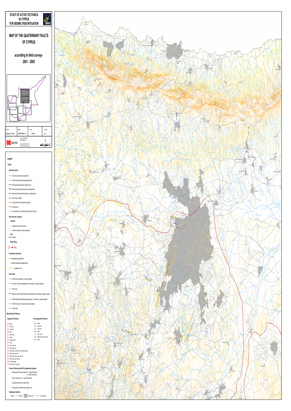 MAP of the QUATERNARY FAULTS of CYPRUS According to Field