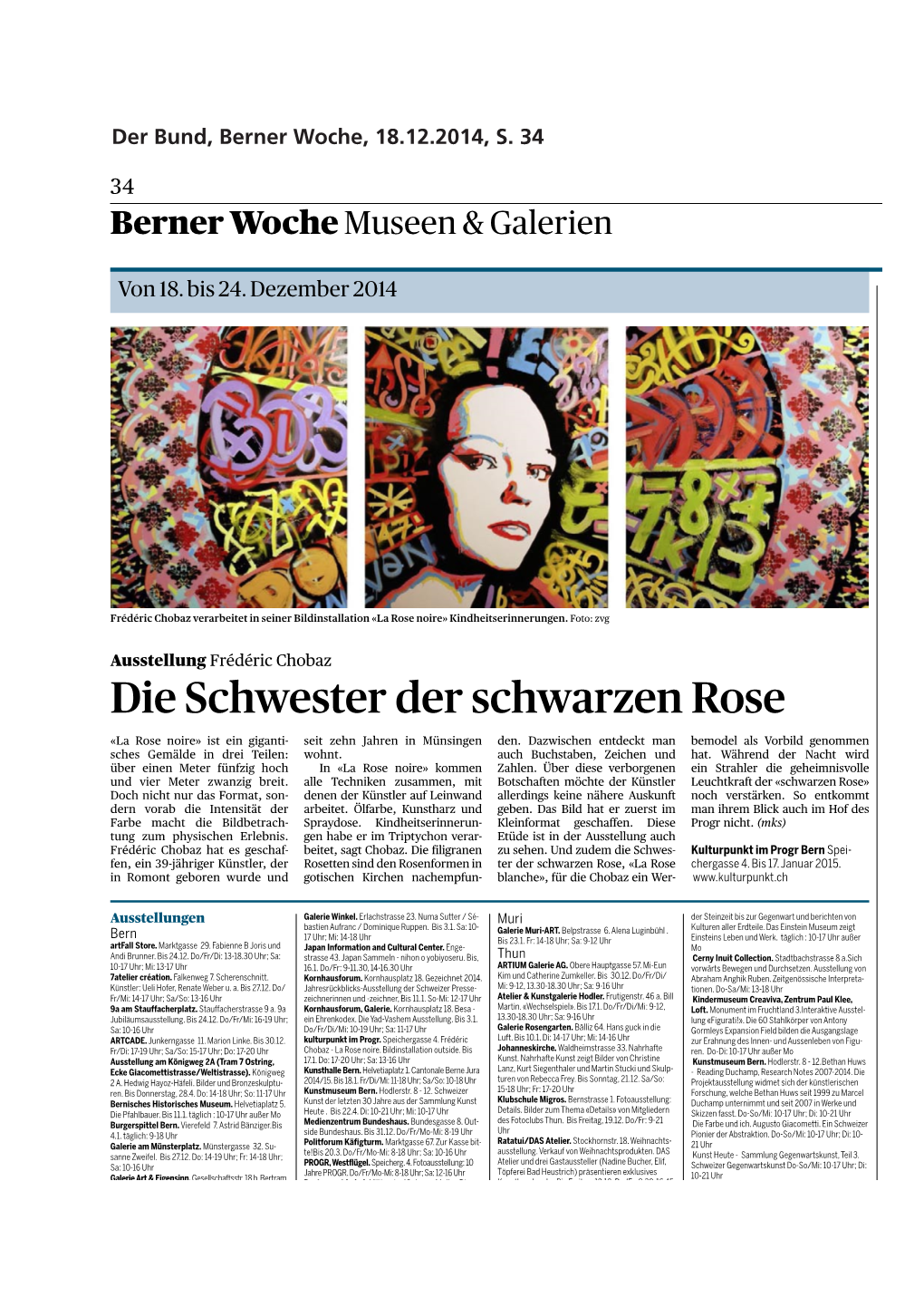 Der Bund, Berner Woche, 18.12.2014, S