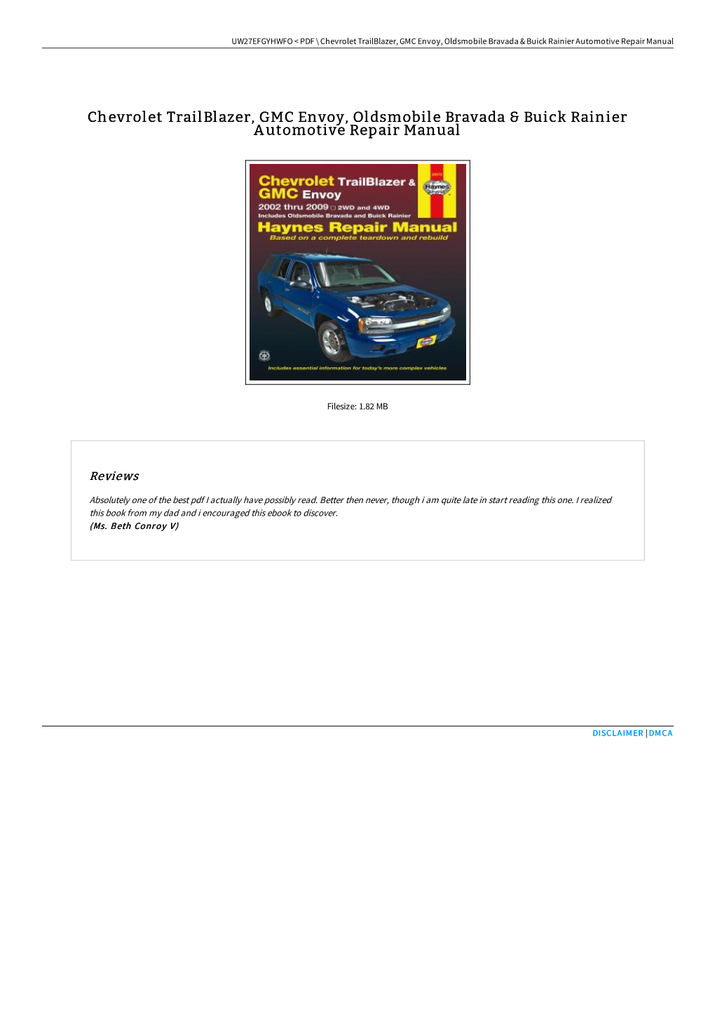 Download Book ~ Chevrolet Trailblazer, GMC Envoy, Oldsmobile