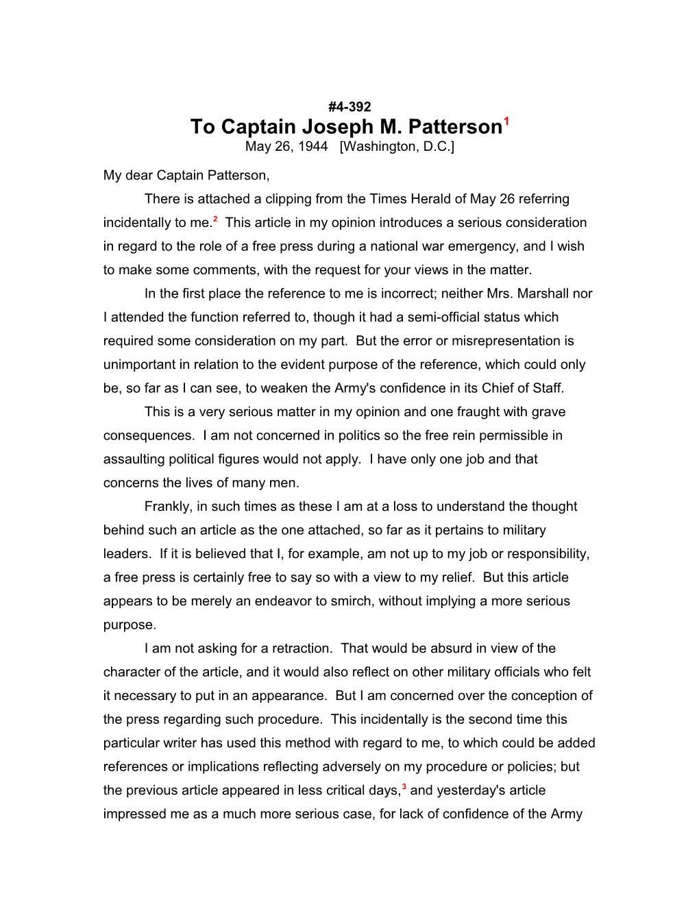 To Captain Joseph M. Patterson1