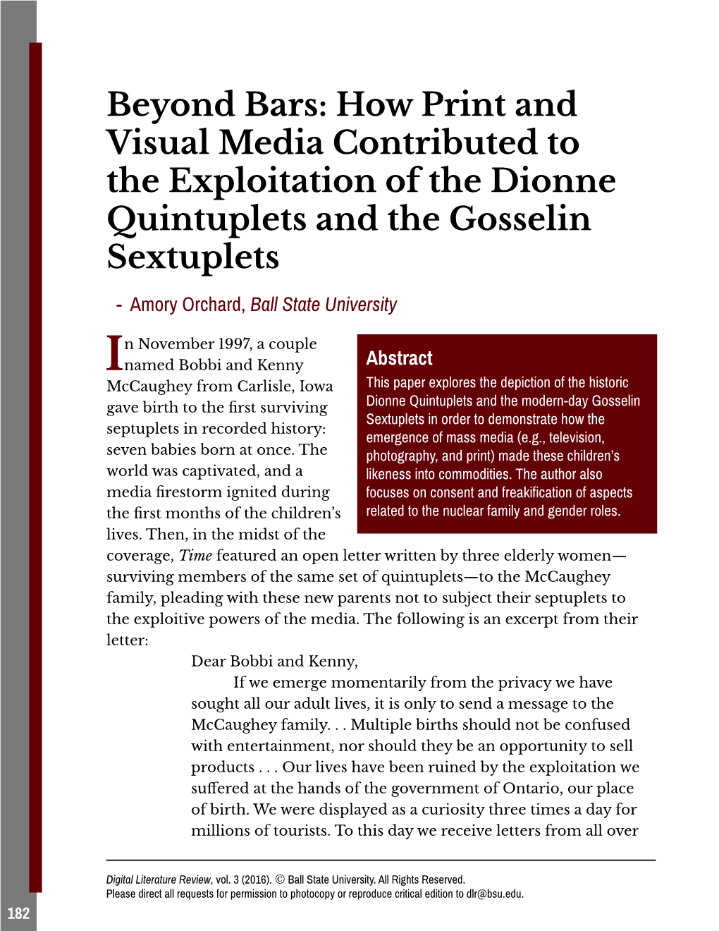 How Print and Visual Media Contributed to the Exploitation of the Dionne Quintuplets and the Gosselin Sextuplets