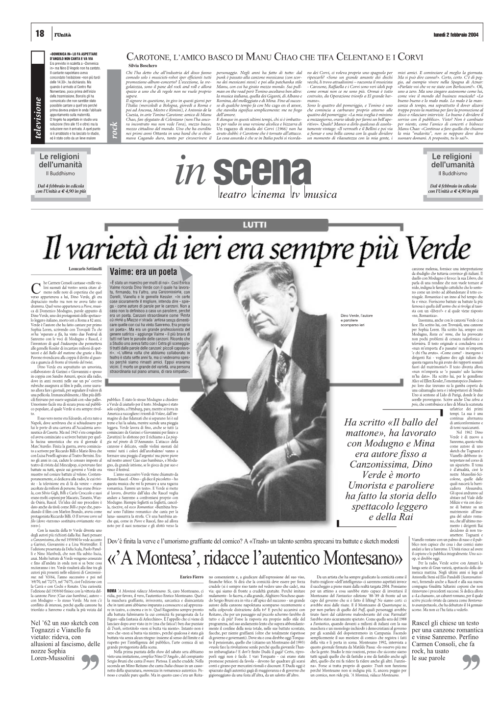 A Montesa’, Ridacce L’Autentico Montesano» Per La Radio, Verde Scrive Con Amurri La Reciteranno I Tre