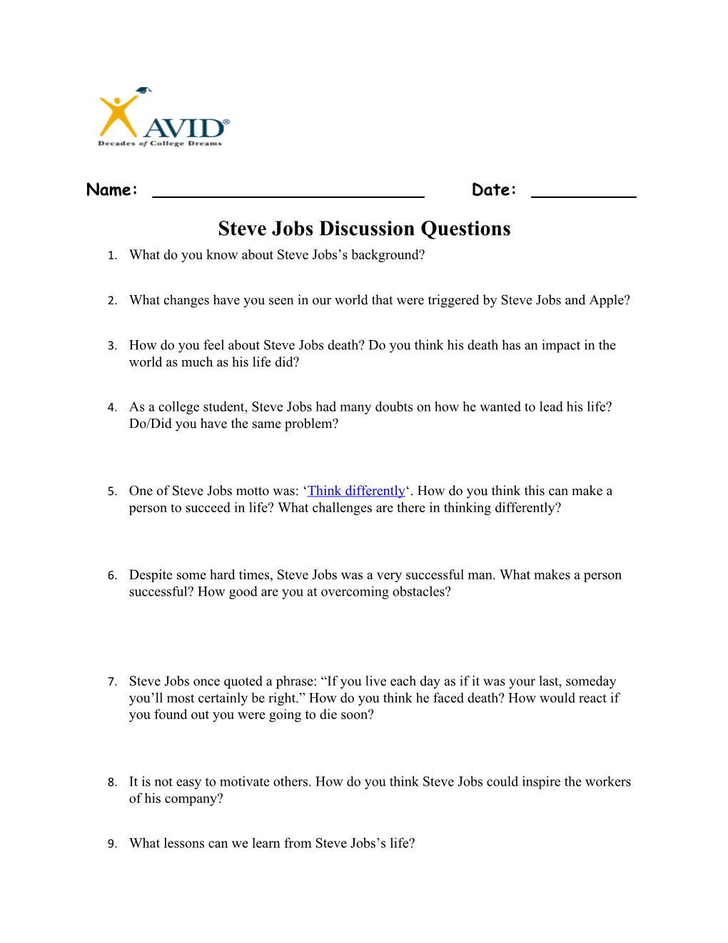 Steve Jobs Discussion Questions