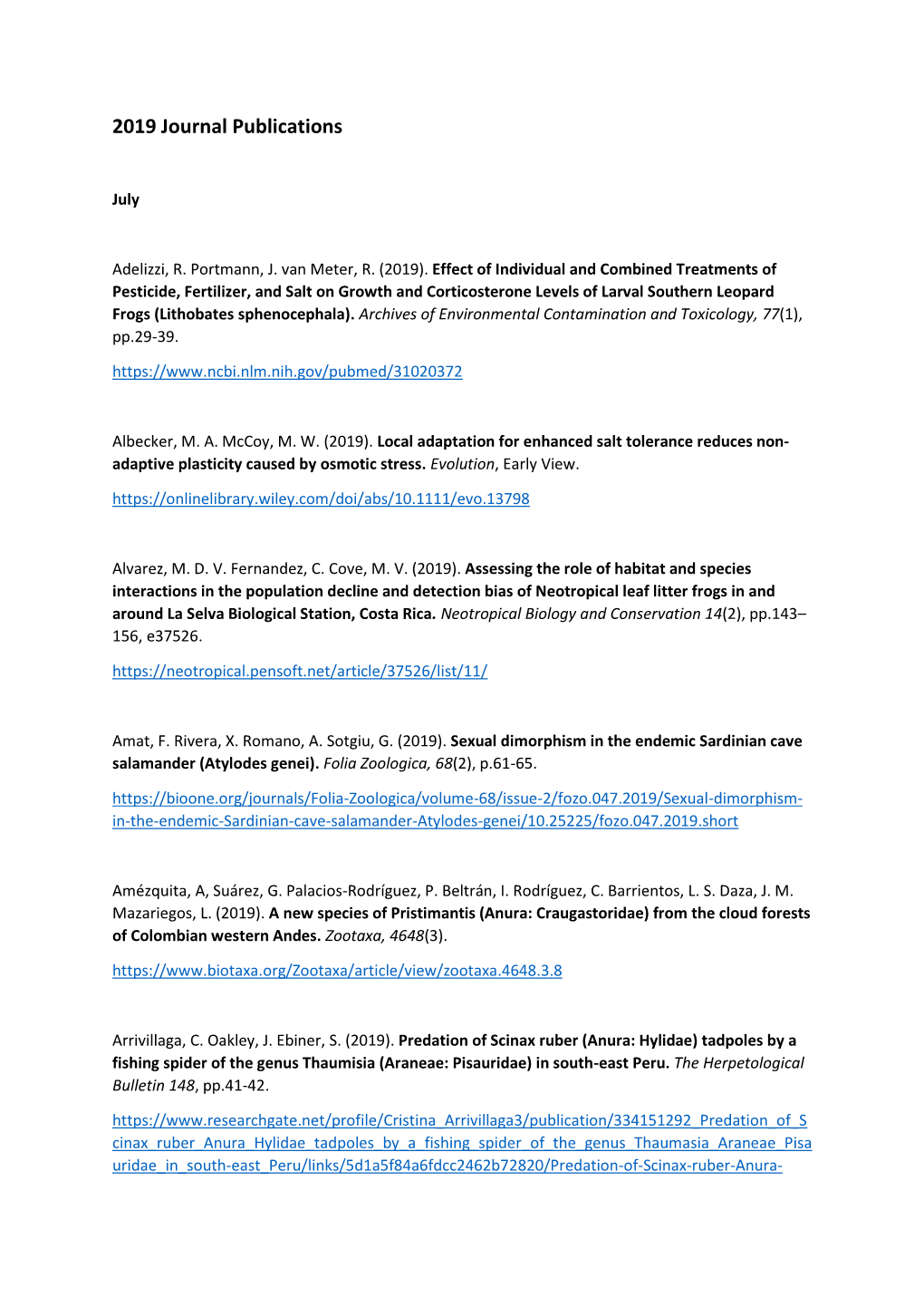 2019 Journal Publications