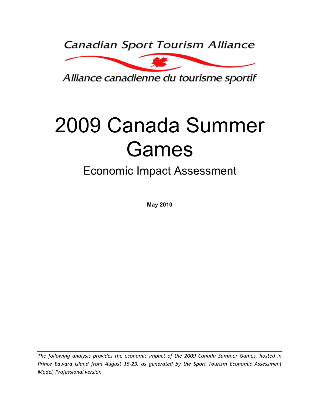 2009 Canada Summer Games Economic Impact Assessment