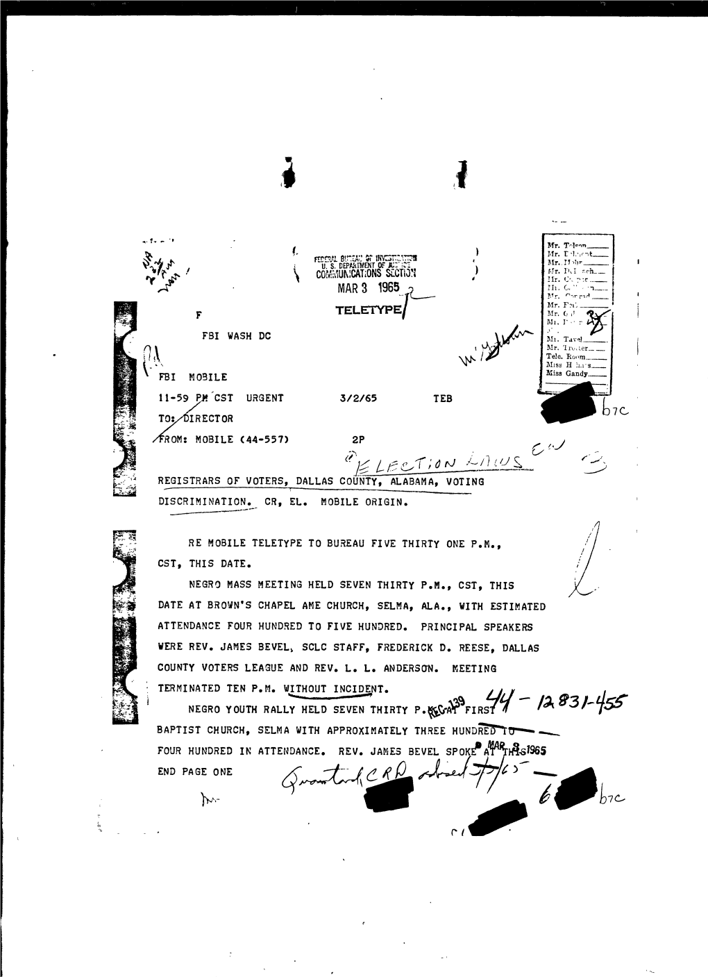 At Selma, Alabama, Contacted the Selma Resident a Ene Yand Advised Hi S Had Been Informed That