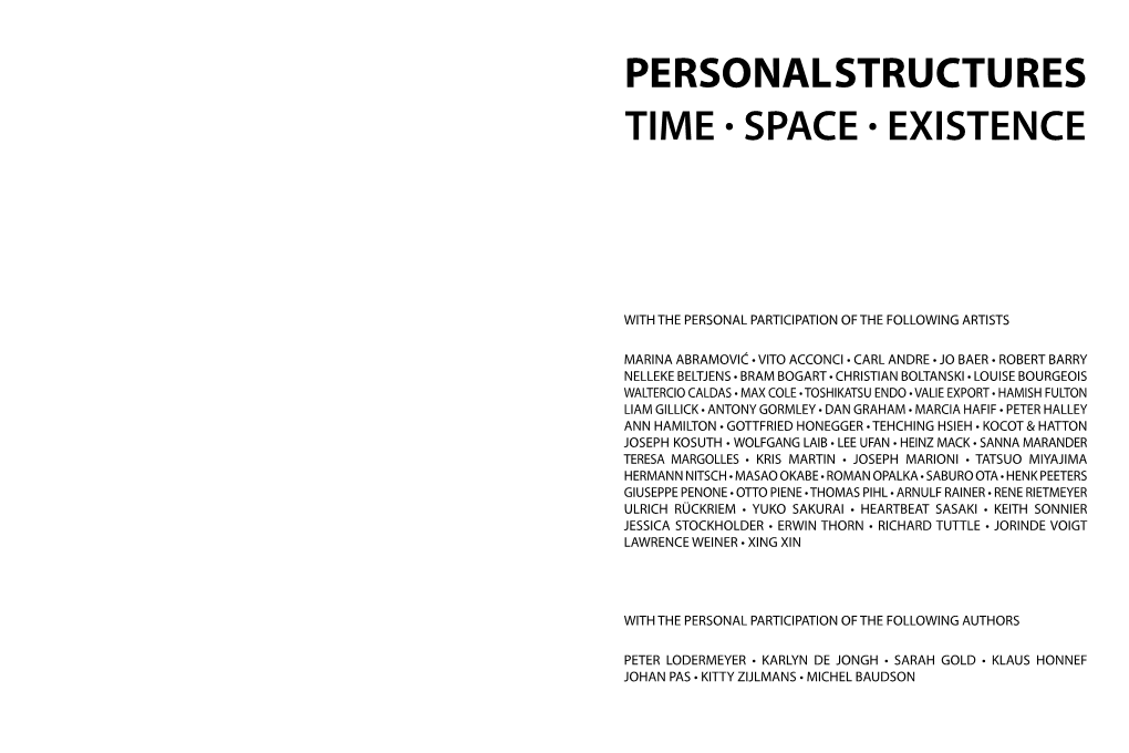 Personal Structures TIME · SPACE · EXISTENCE