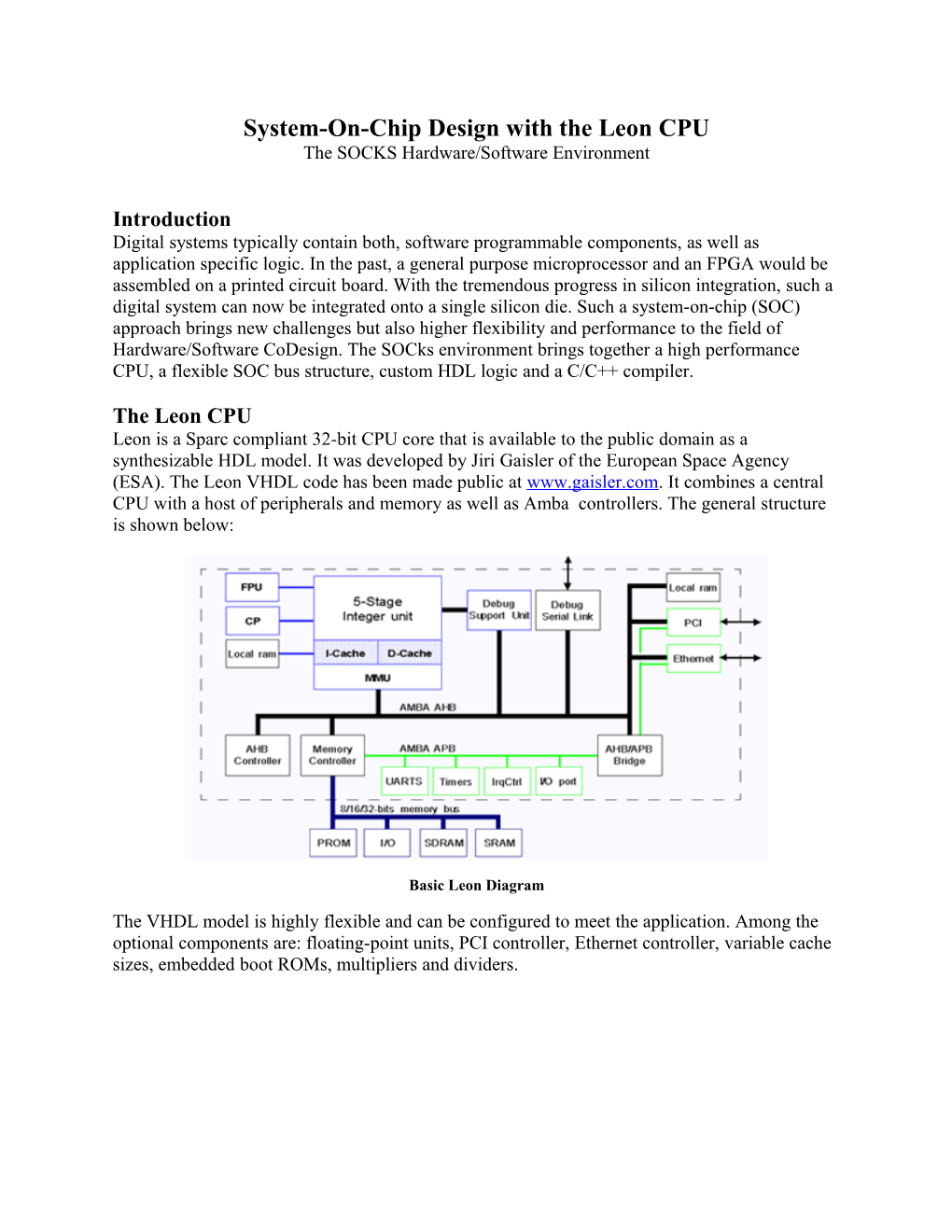 System-On-Chip Design with the Leon CPU