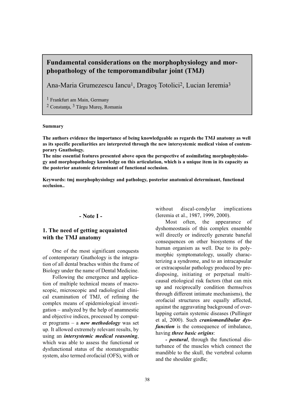 Phopathology of the Temporomandibular Joint (TMJ)