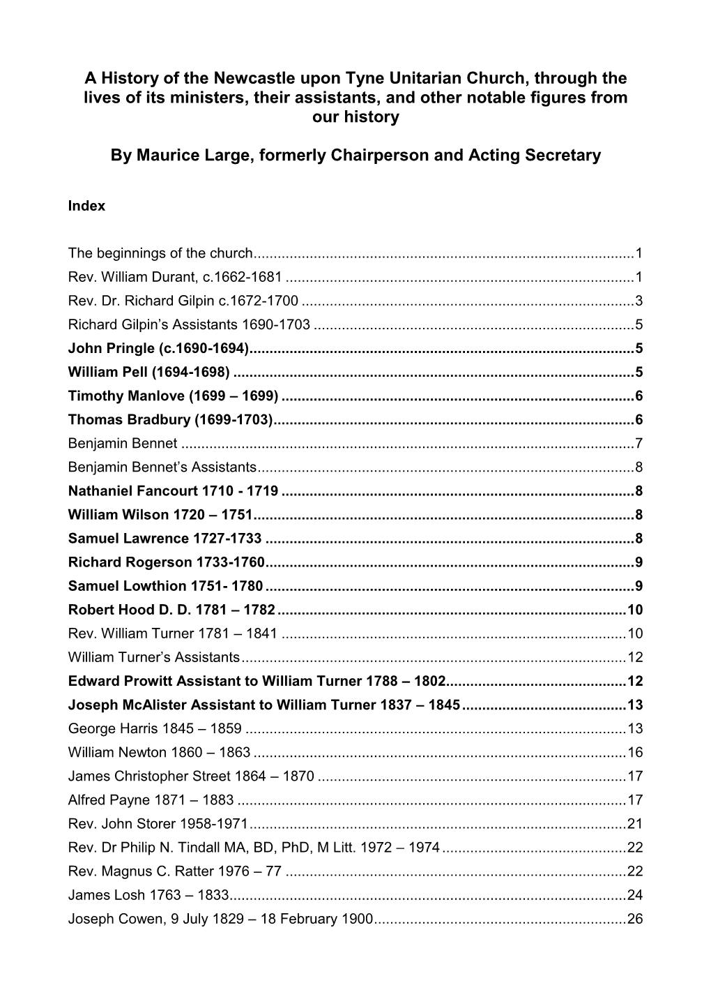 2019 History of Our Ministers and Members