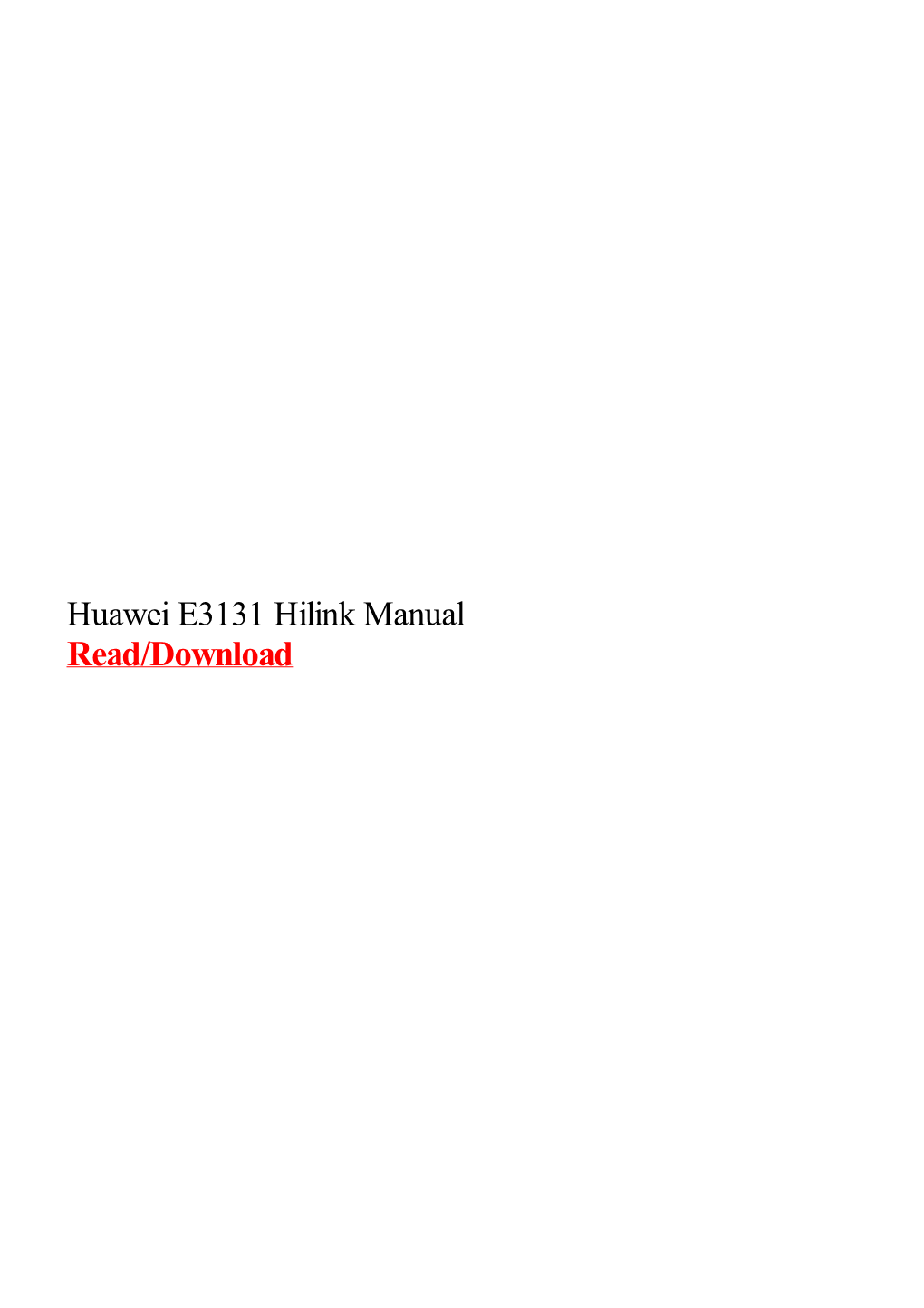 Huawei E3131 Hilink Manual