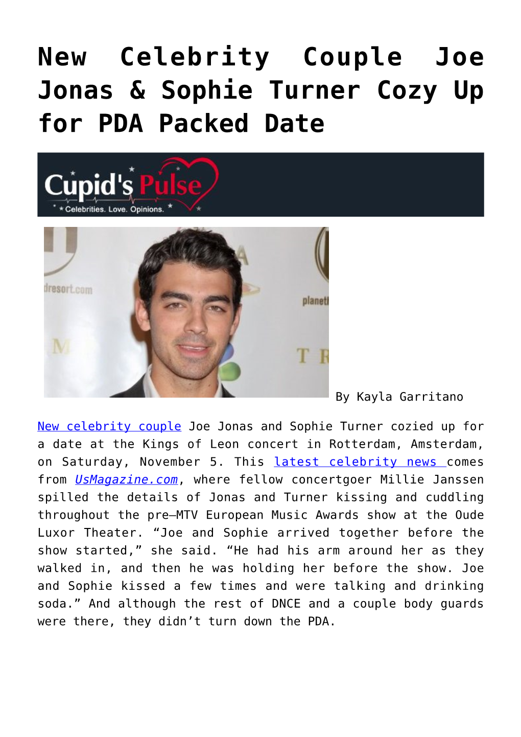 New Celebrity Couple Joe Jonas &#038