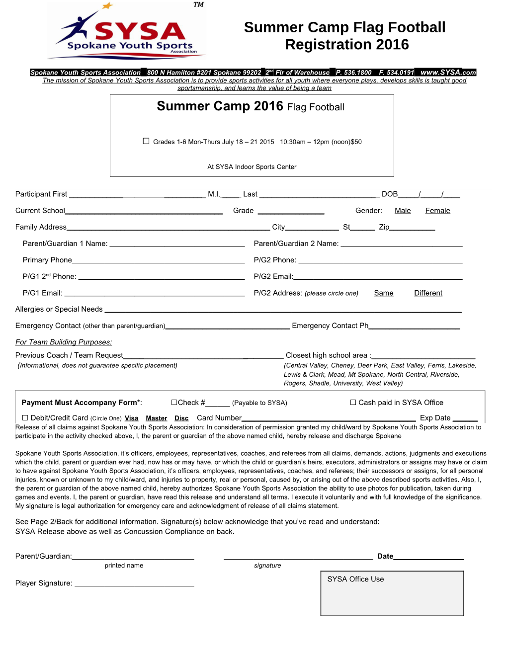 Summer Camp Flag Football