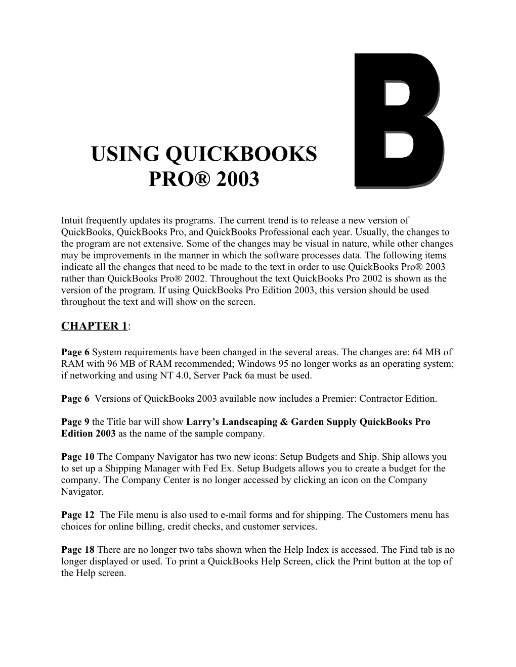 Appendix B Using Quickbooks Pro 2003 323