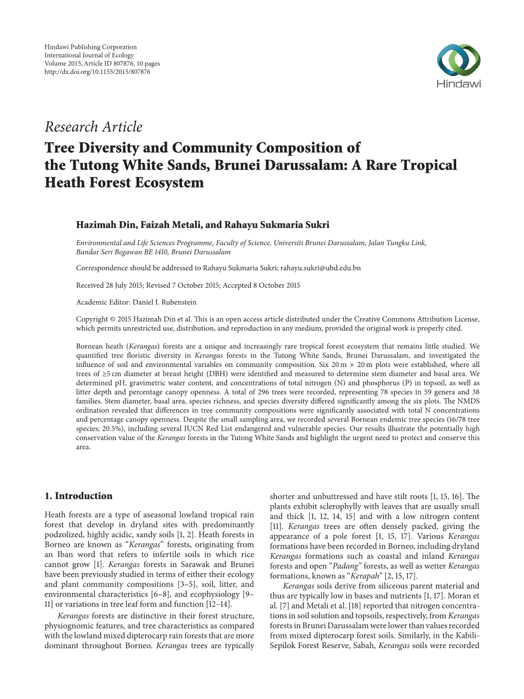 A Rare Tropical Heath Forest Ecosystem