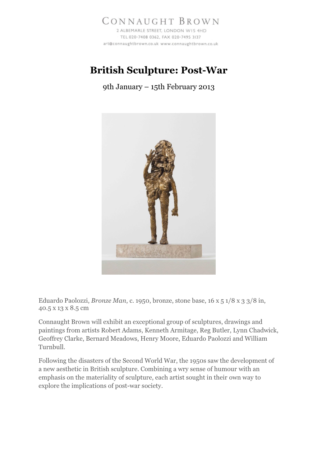 British Sculpture: Post-War