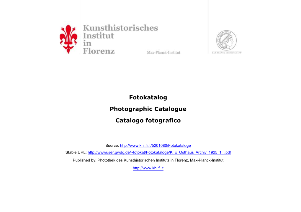 Fotokatalog Photographic Catalogue Catalogo