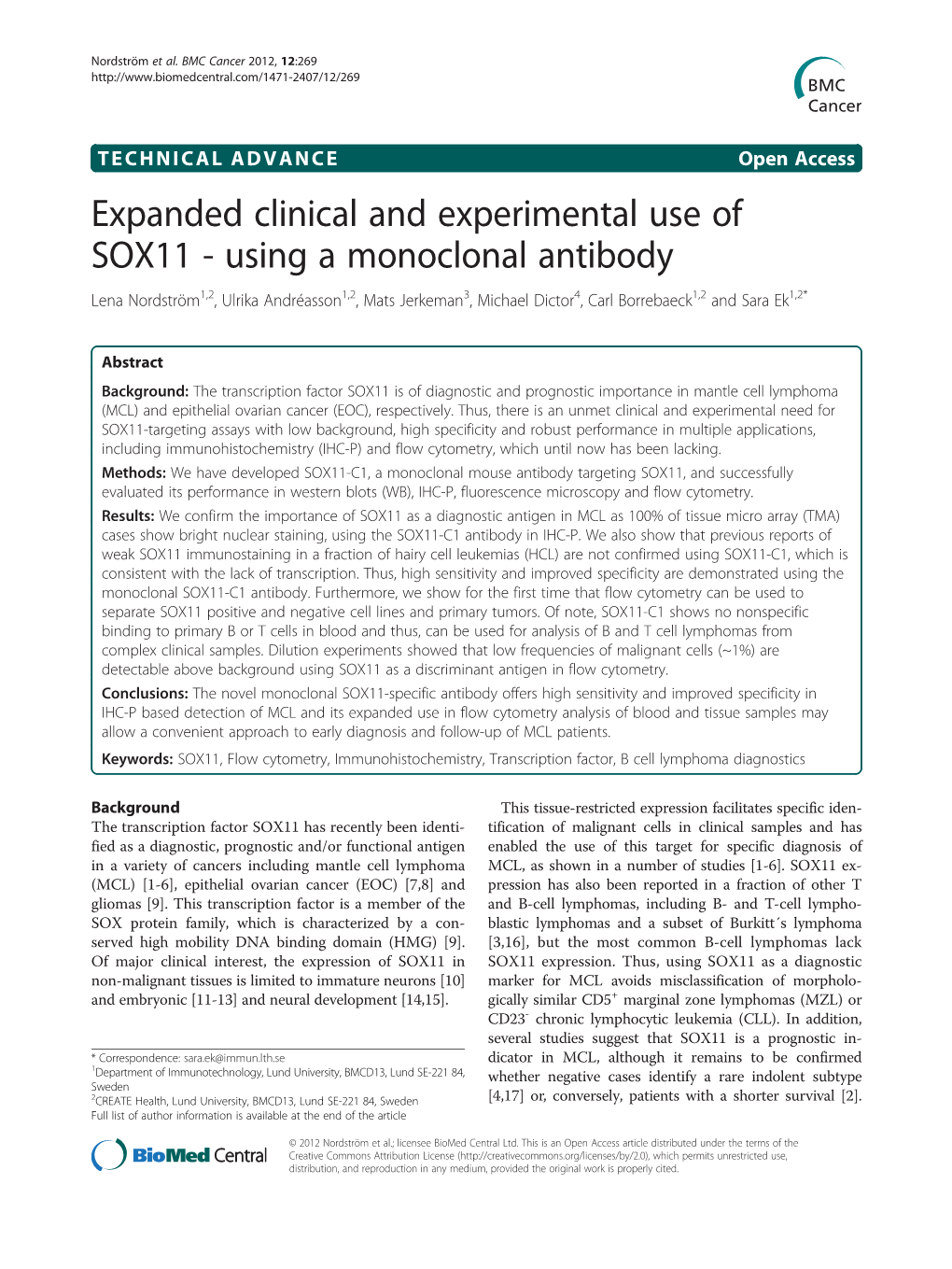 Expanded Clinical and Experimental Use of SOX11