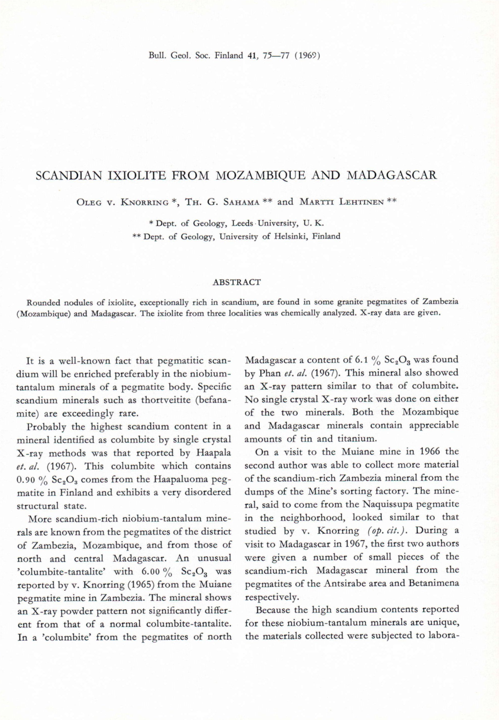 Scandian Ixiolite from Mozambique and Madagascar