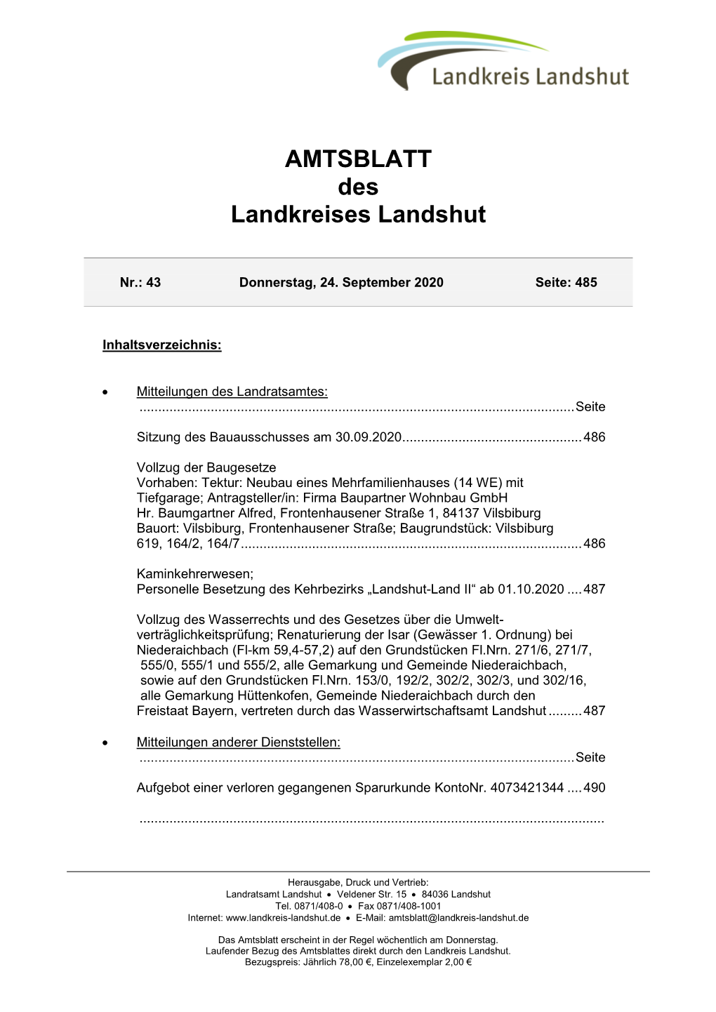 AMTSBLATT Des Landkreises Landshut