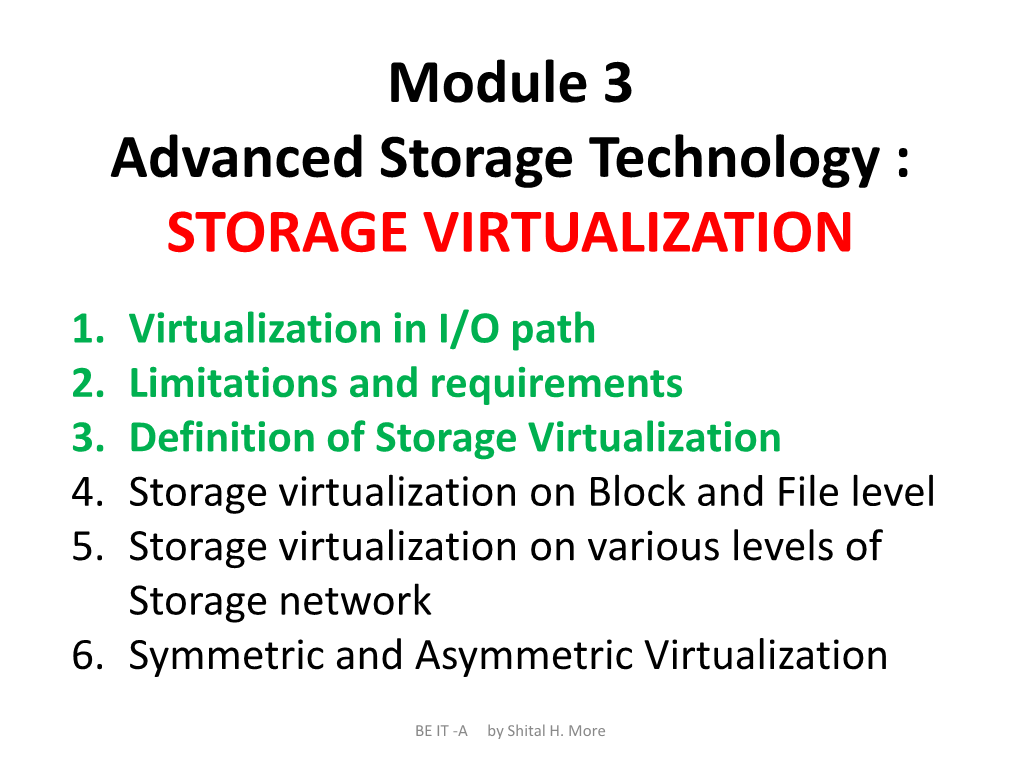 Storage Virtualization 1