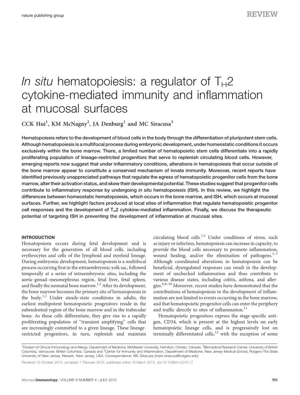 A Regulator of TH2 Cytokine-Mediated Immunity and Inflammation at Mucosal Surfaces