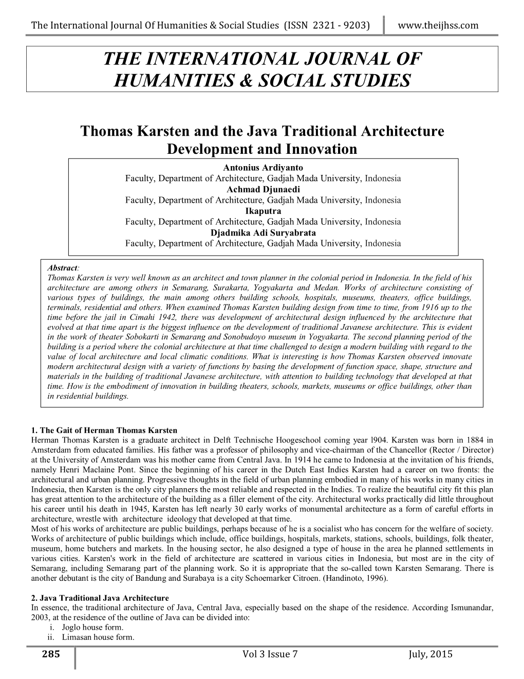 The International Journal of Humanities & Social Studies