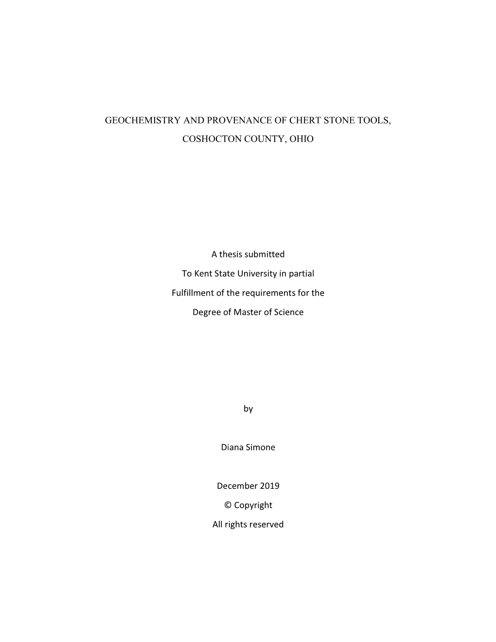 Geochemistry and Provenance of Chert Stone Tools, Coshocton County, Ohio