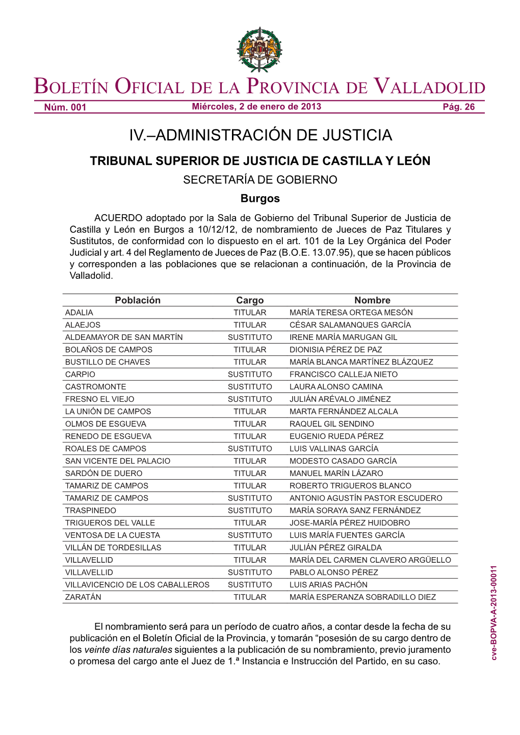 Boletín Oficial De La Provincia De Valladolid Núm