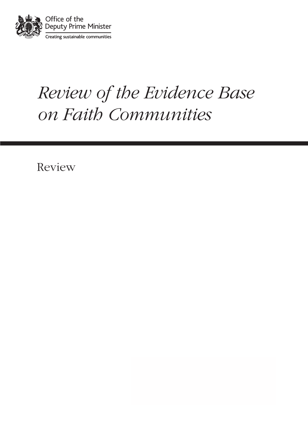 Review of the Evidence Base on Faith Communities