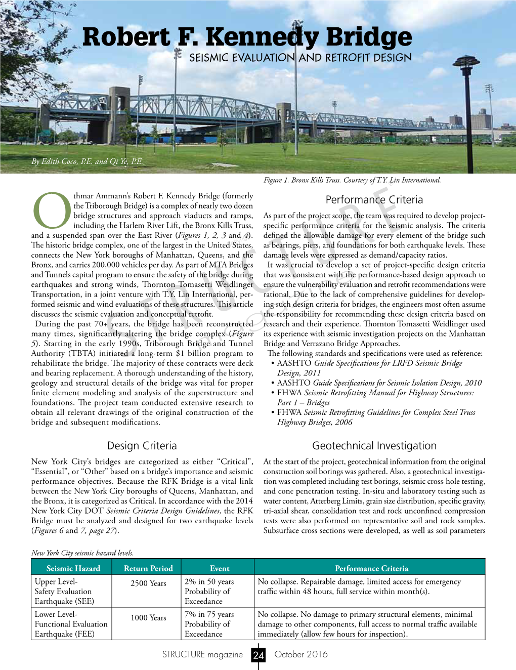 Robert F. Kennedy Bridge SEISMIC EVALUATION and RETROFIT DESIGN