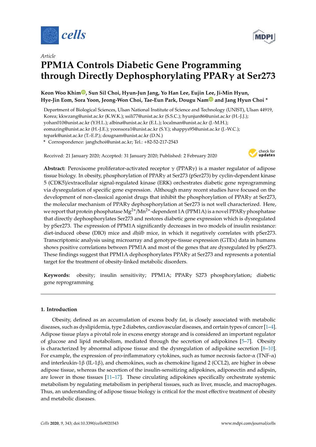 PPM1A Controls Diabetic Gene Programming Through Directly Dephosphorylating Pparγ at Ser273
