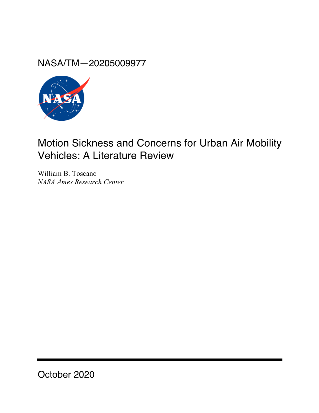 Motion Sickness and Concerns for Urban Air Mobility Vehicles: a Literature Review
