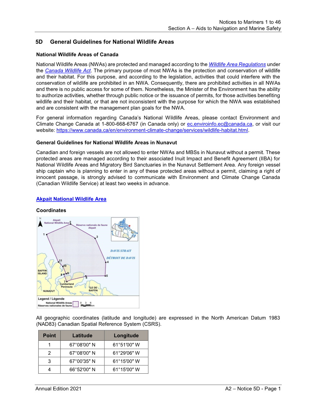 5D General Guidelines for National Wildlife Areas