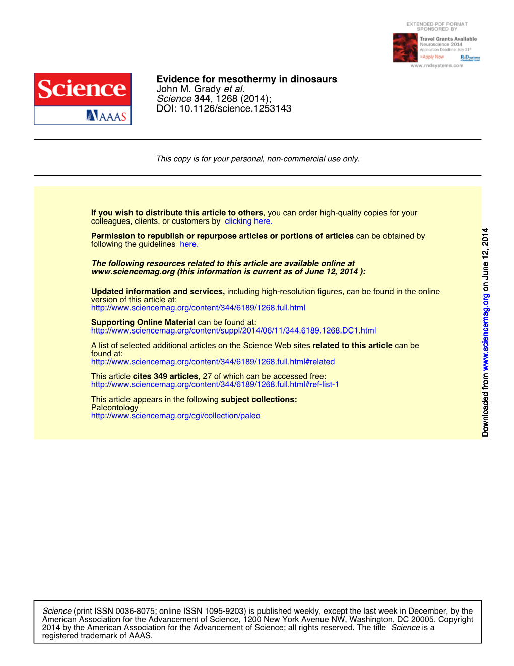 Evidence for Mesothermy in Dinosaurs John M