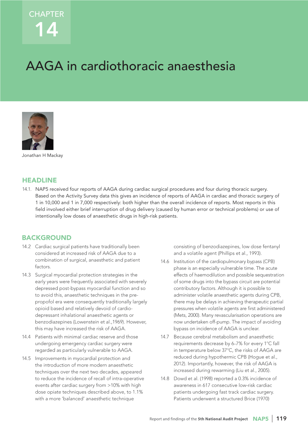 AAGA in Cardiothoracic Anaesthesia