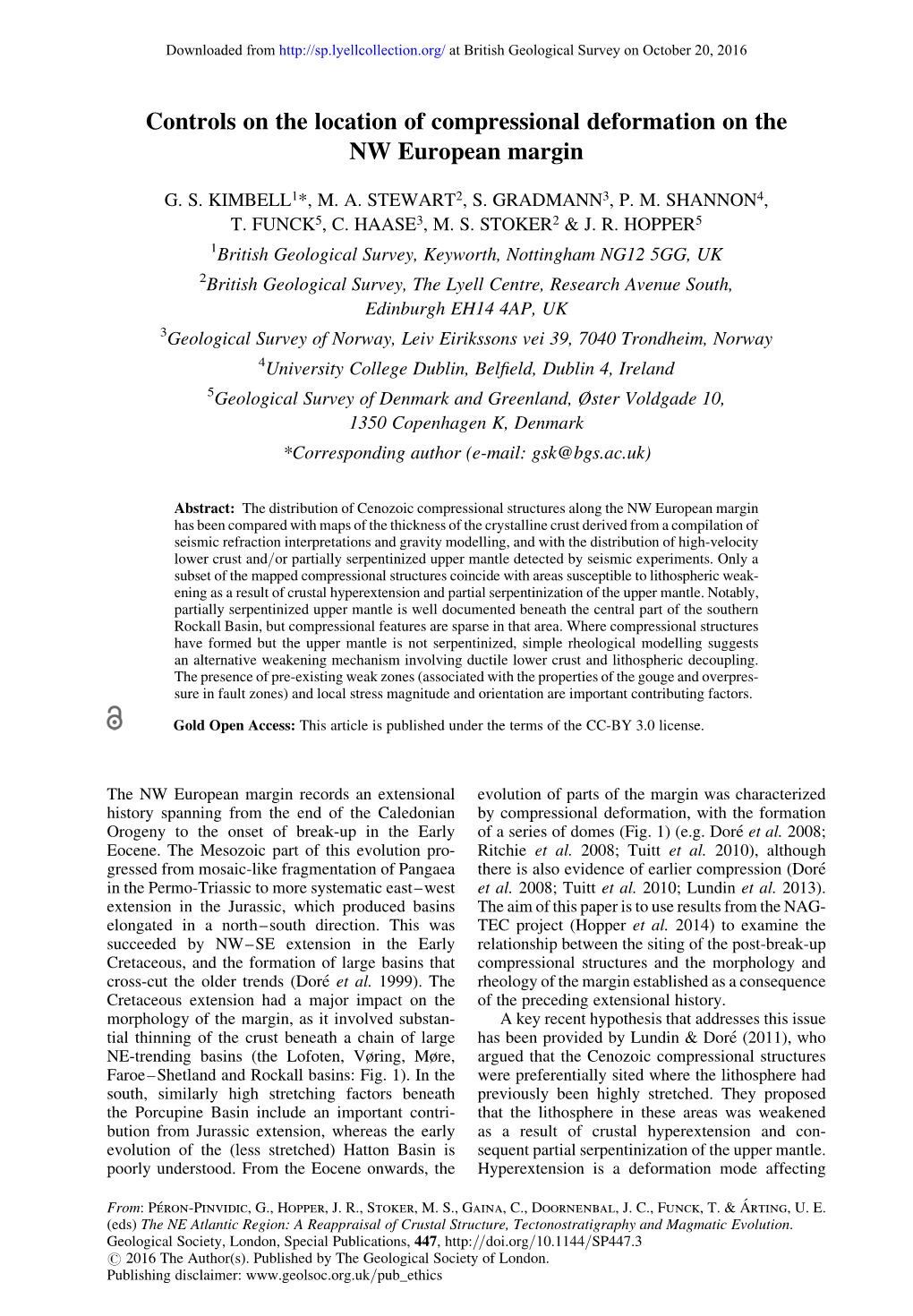 Controls on the Location of Compressional Deformation on the NW European Margin