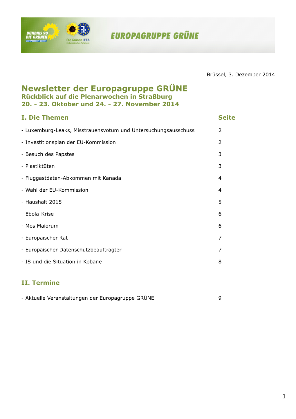 Newsletter Der Europagruppe GRÜNE Rückblick Auf Die Plenarwochen in Straßburg 20