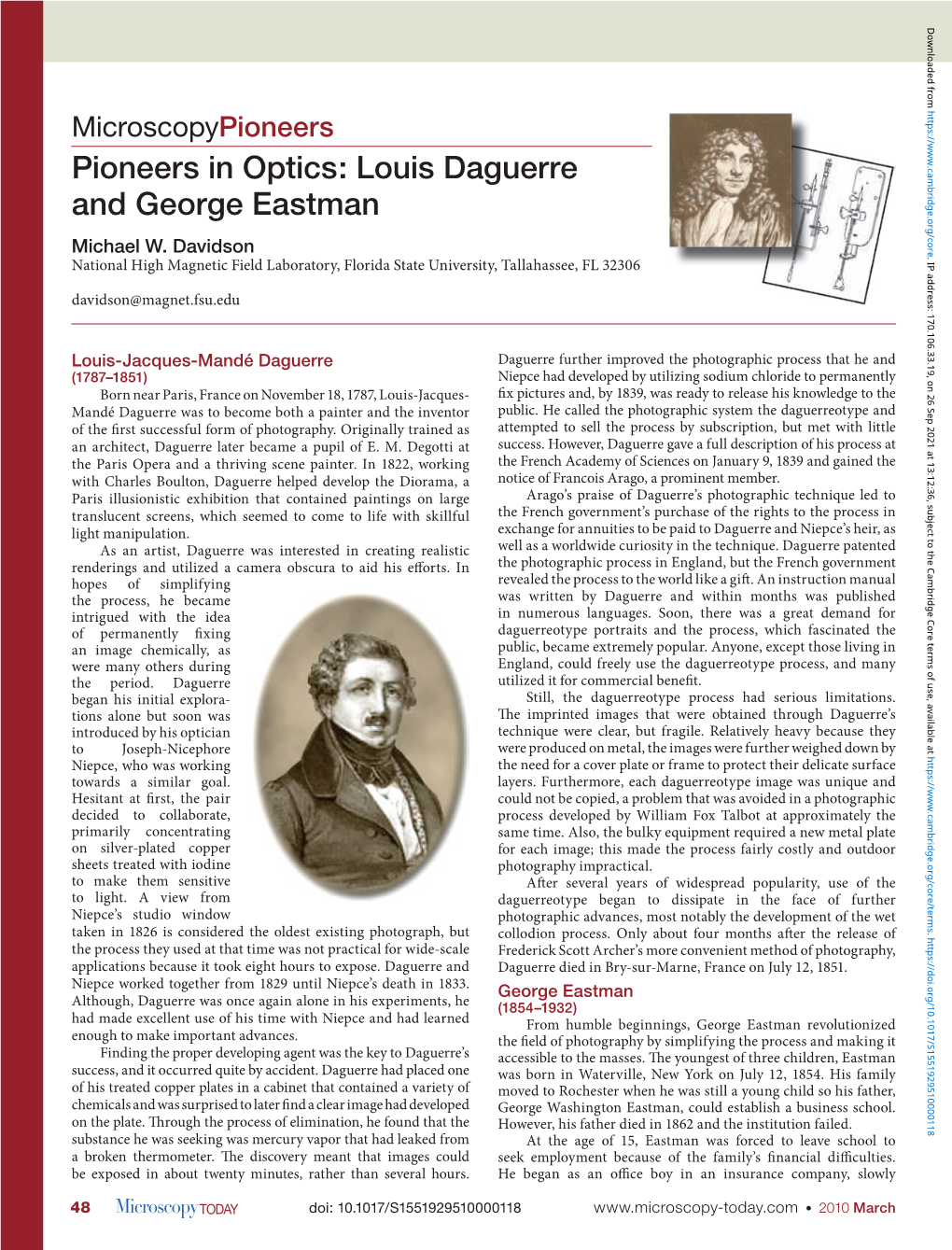 Louis Daguerre and George Eastman Michael W