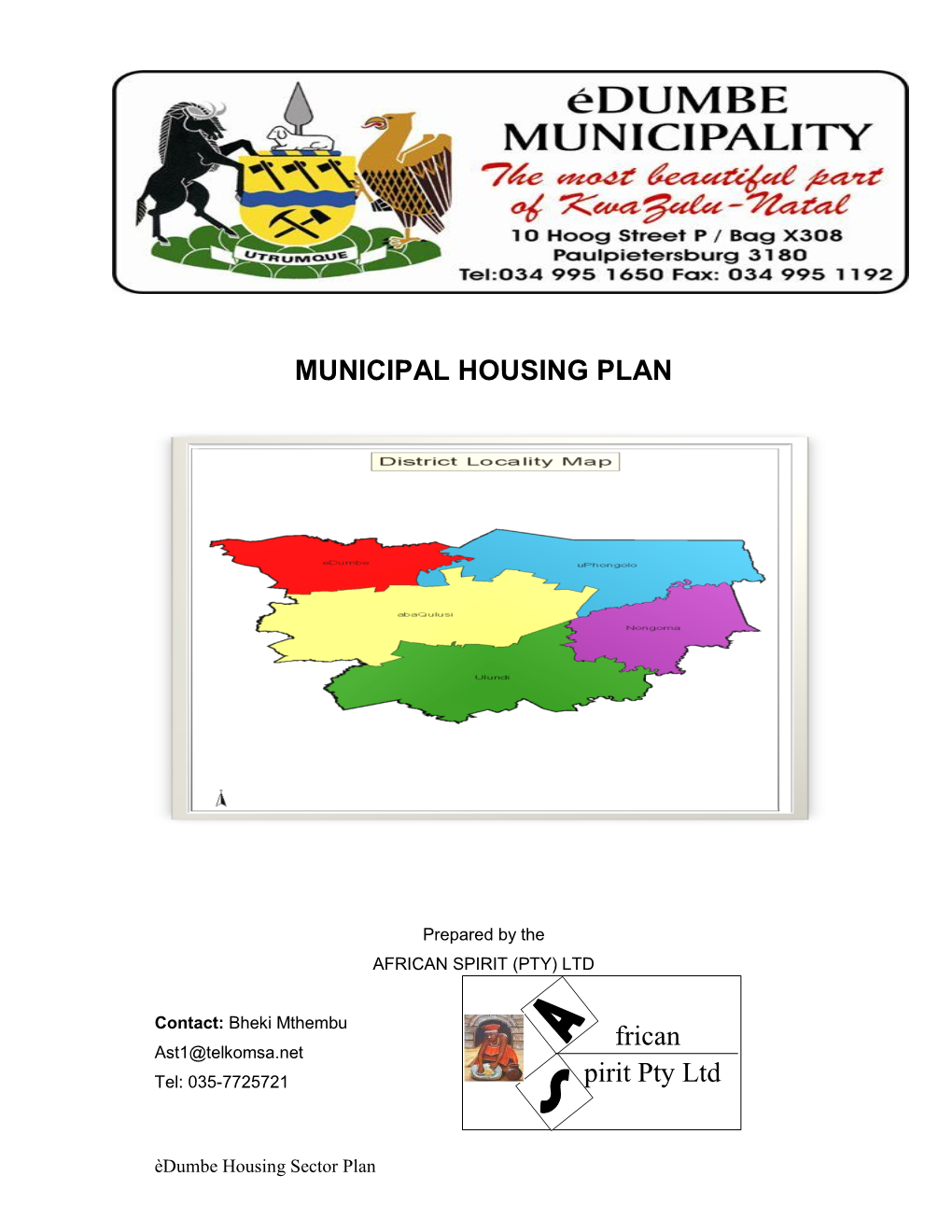 Edumbe Municipality Housing Sector Plan