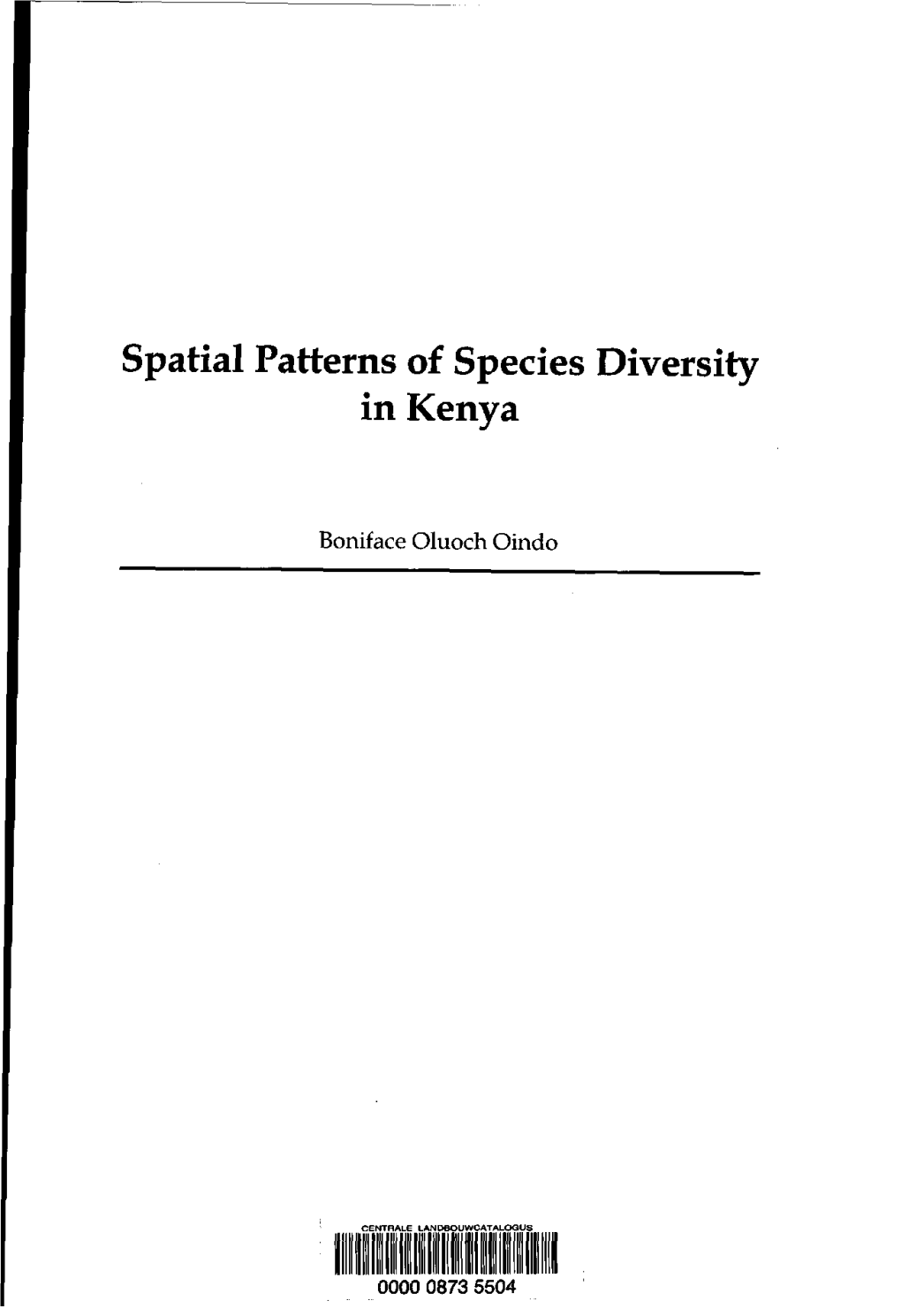 Spatial Patterns of Species Diversity in Kenya