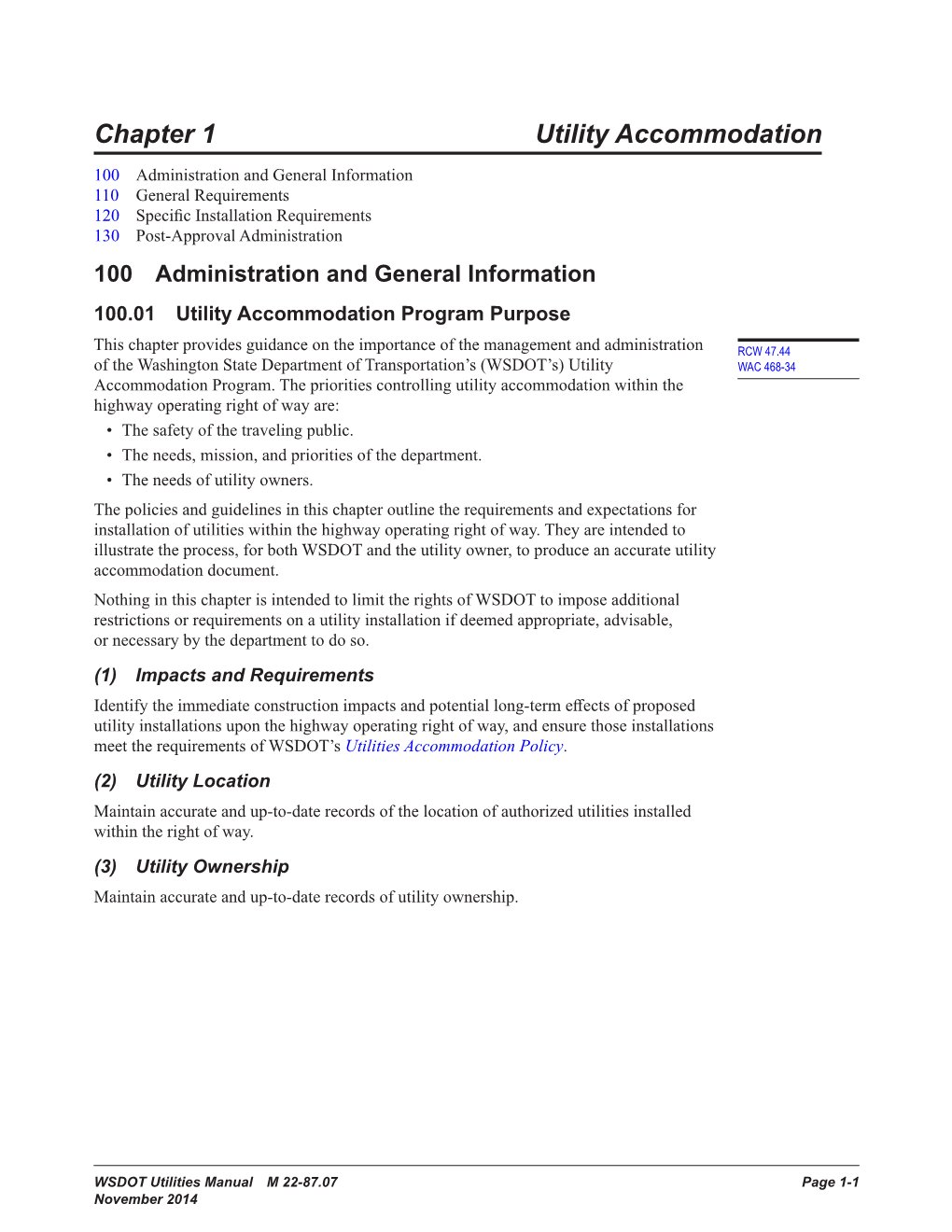 M 22-87 Utilities Manual Chapter 1