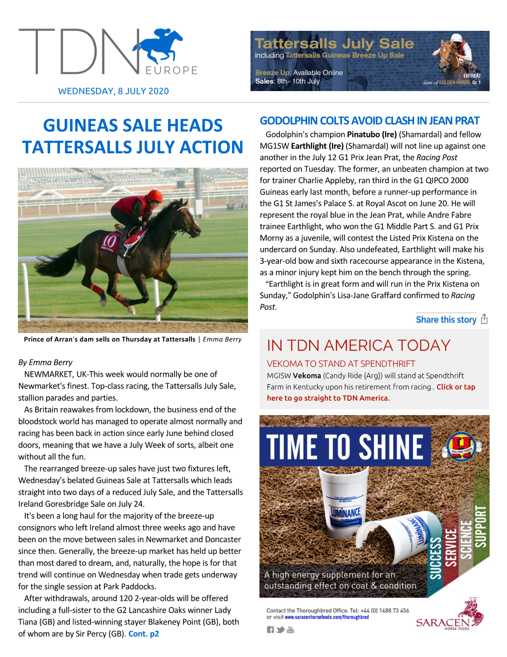 Guineas Sale Heads Tattersalls July Action