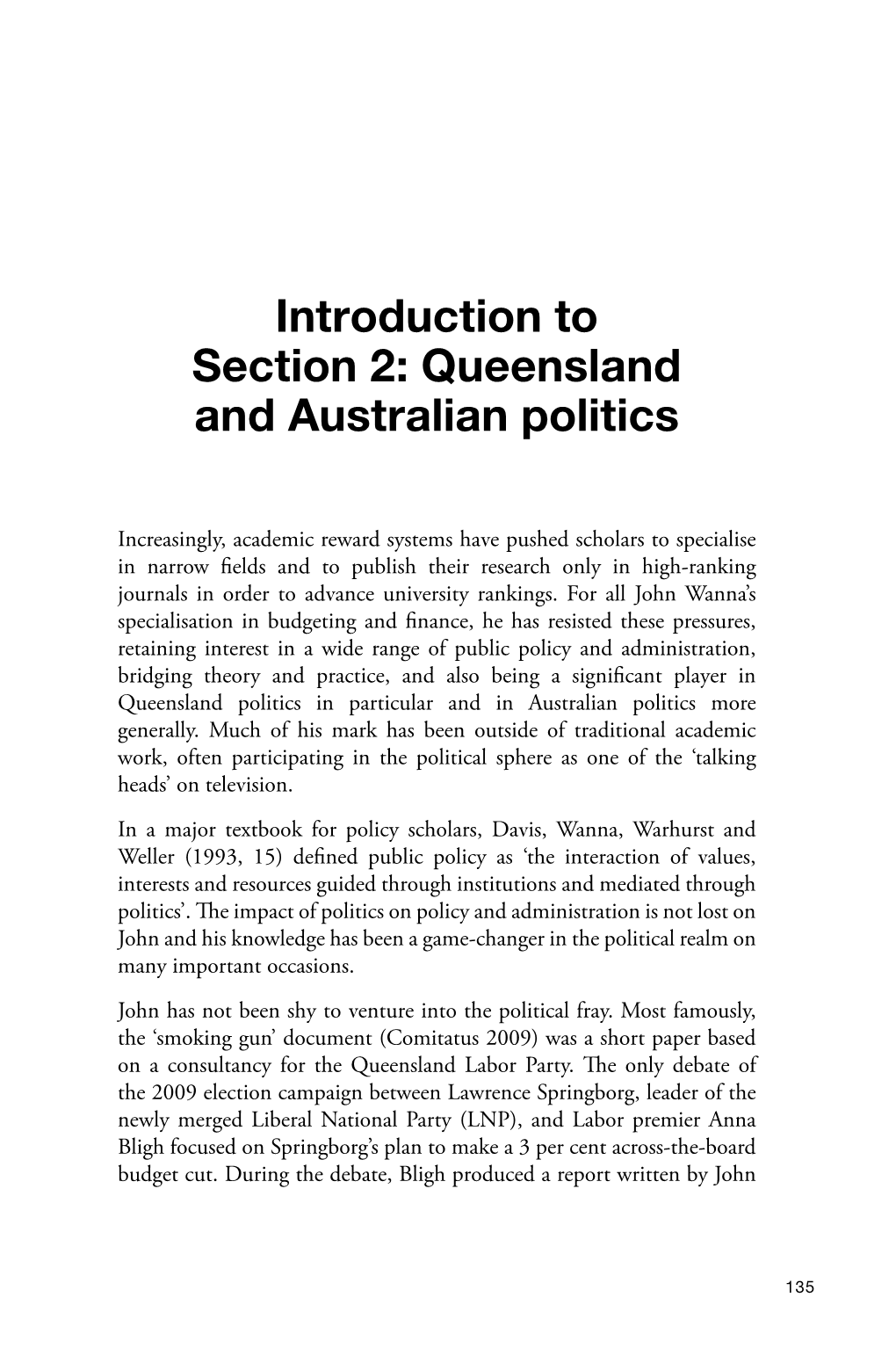 Introduction to Section 2: Queensland and Australian Politics