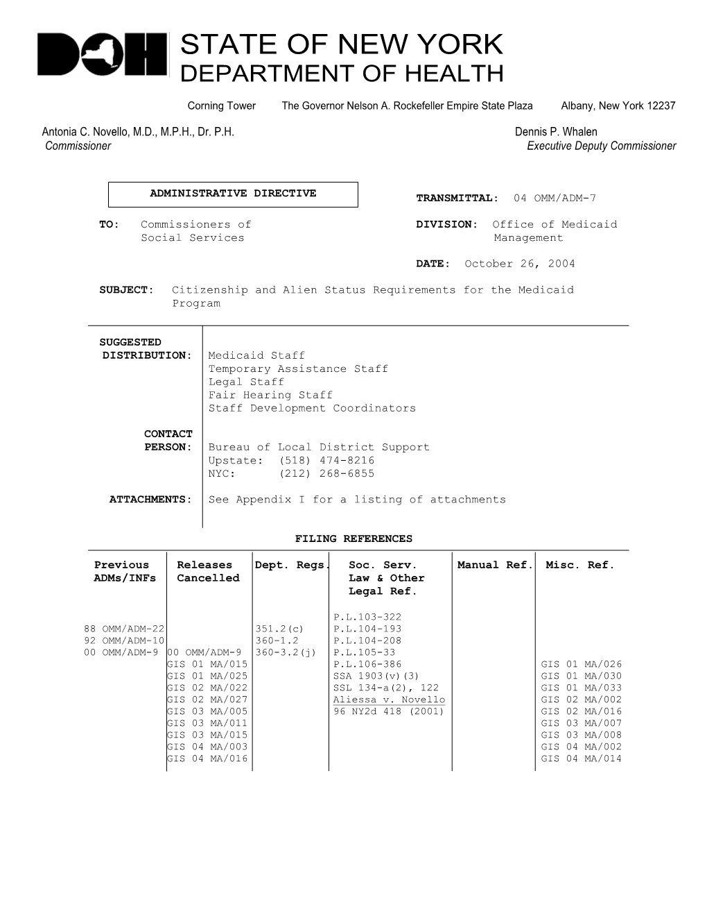 Citizenship and Alien Status Requirements for the Medicaid Program