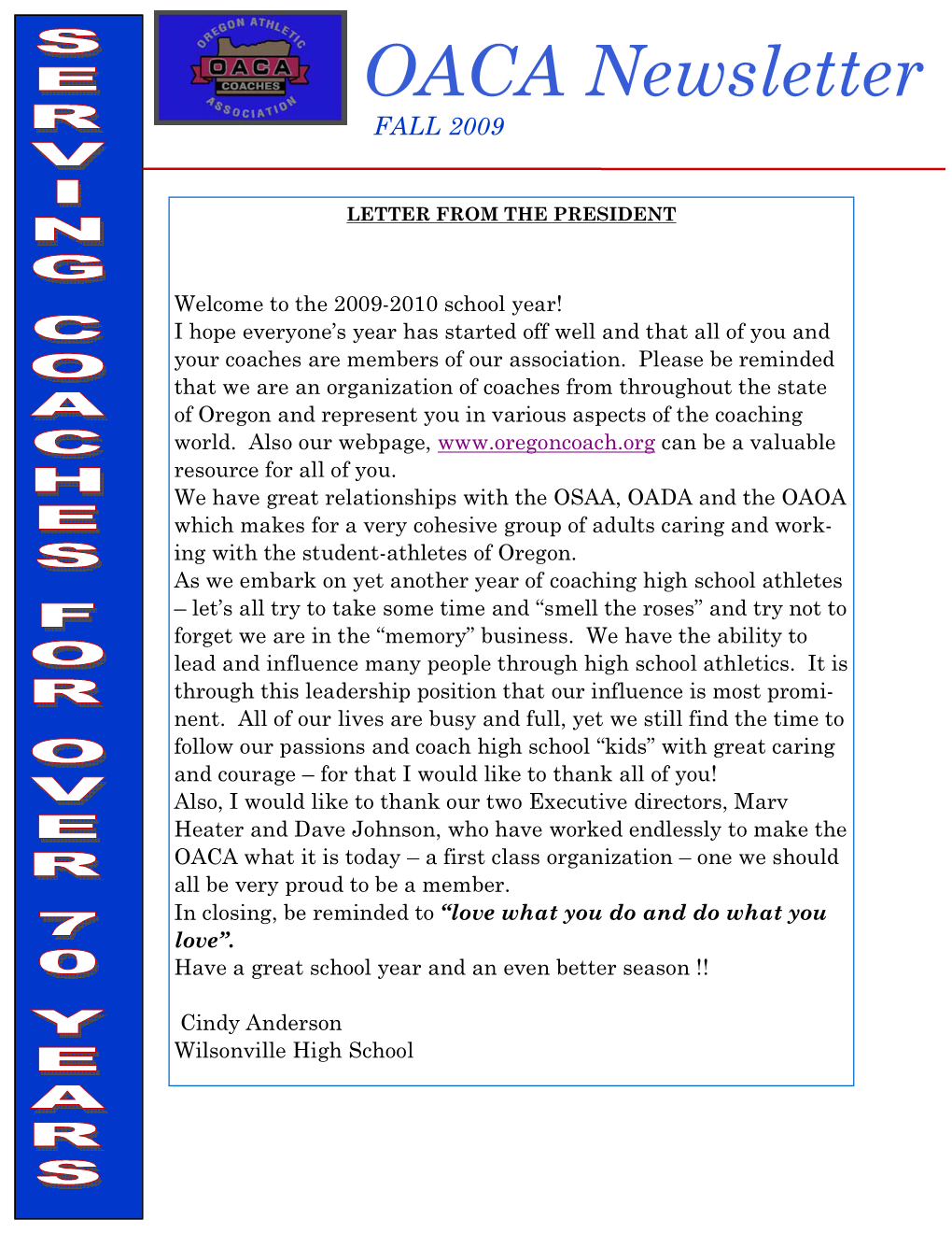 2009 Fall Newsletter