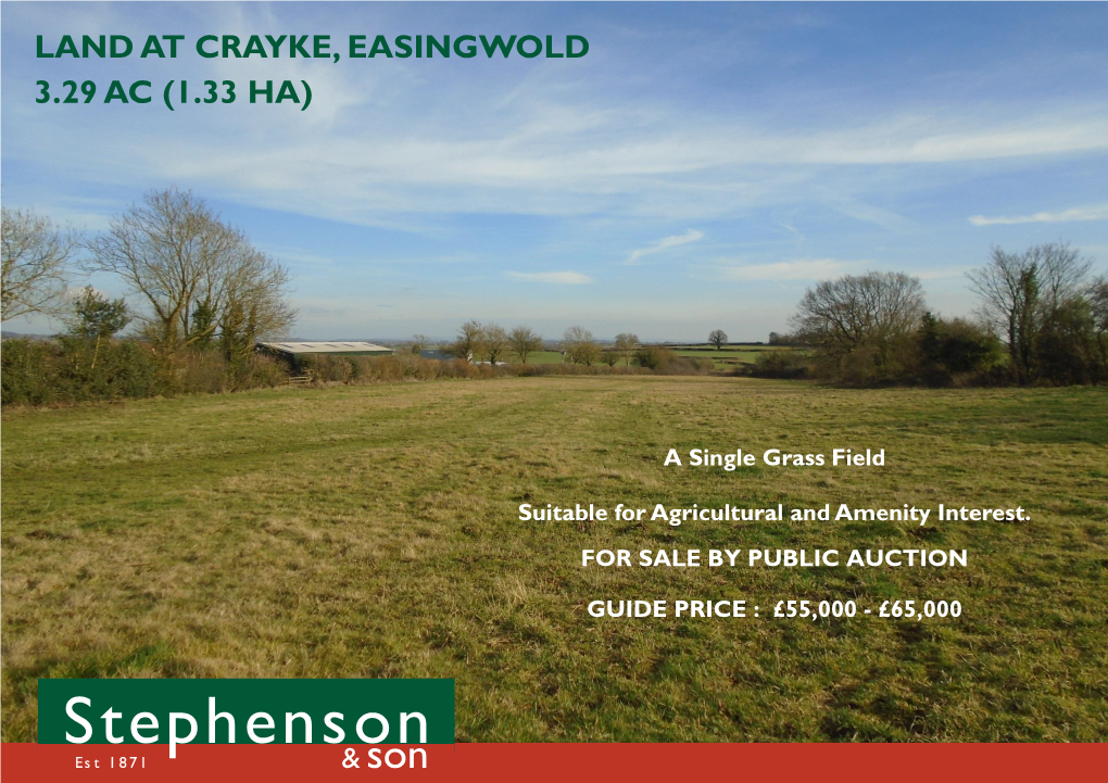 Land at Crayke, Easingwold 3.29 Ac (1.33 Ha)